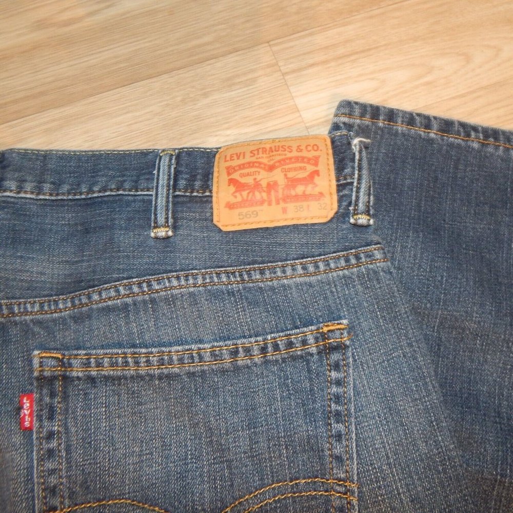 Levi's 569 Loose Straight Fit Rugged Denim Blue Jeans Mens Size 38 x 32